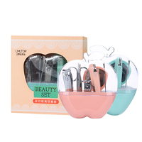 LMLTOP Ensemble de manucure et pédicure en forme de pomme 9 pièces F0130 Logo personnalisé Voyage Coupe-ongles Lime Ciseaux à cuticules