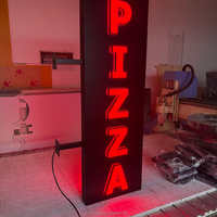 Enseigne lumineuse LED verticale mini pour pizza, à fixer au mur, pour la publicité extérieure des restaurants