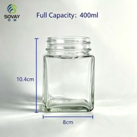 Stoples Kaca Persegi Lurus 330ml Custom, Wadah Transparan Kosong untuk Selai Buah, Pesanan Grosir untuk Merek
