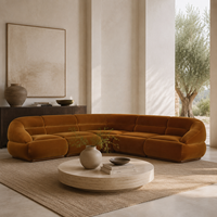 Modernes Luxus 130-Zoll Bernsteinfarbenes Samt-Ecksofa Modulares L-förmiges Sofa für Villa- und Hotelprojekte OEM/ODM Hersteller