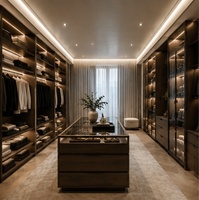 Armoire de luxe moderne sur mesure en bois massif pour chambre à coucher, solution de rangement pour dressing domestique
