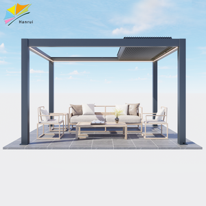 Hanrui-Parasol de aluminio con persianas, pérgola plegable motorizada, giratoria, ajustable por separado, techo retráctil - Product Image 1