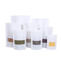 Sachet d'emballage refermable en papier kraft blanc avec fenêtre, idéal pour aliments pour animaux et gelées - En stock
