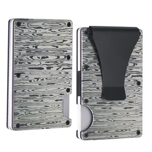Cartera de aluminio con impresión única personalizada, cartera con bloqueo RFID recién lanzada, tarjetero de Metal para hombres