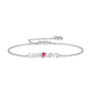Dylam 5A Cubic Zircon Party Girlfriend Girl Woman Gift <b>Red</b> Cz <b>Bracelet</b> Heart Shape Valentines Gift Sterling Silver 925 <b>Bracelet</b> - Product Image 1