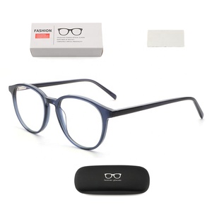 Drop Shipping Unisex Retro Round Frame Eyeglasses Acetate Blue Light Blocking <strong>Glasses</strong> With Spring Temple - Product Image 3