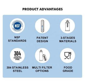 Wereldwijd Patent Beschermd Ontwerp 304 Roestvrijstalen Aanrecht Waterzuiveraar Met Actieve Koolfilter Zwaartekracht Waterfilter - Product Image 3