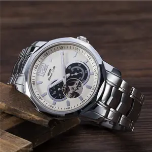 Private Label Men Automatic Mechanical Wristwatch Special Display Tourbillon Quality Leather Business Watch