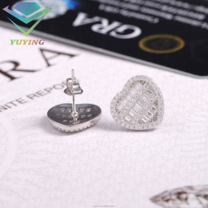 VVS moissanite GRA certificate 925 <b>silver</b> 18K gold plated heart shape earring Round Brilliant Cut claw setting fashion earring - Product Image 3