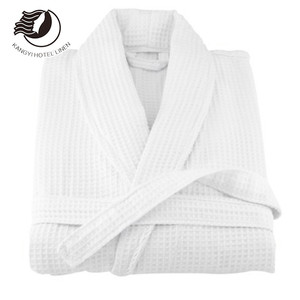 Peignoir gaufré blanc pour hôtel Taille libre Peignoir gaufré 100% coton Peignoir Hilton Hotel - Product Image 2