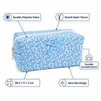 Sacs cosmétiques à fermeture éclair en polyester à imprimé floral - Grande capacité, légers et portables pour les voyages et l'usage quotidien