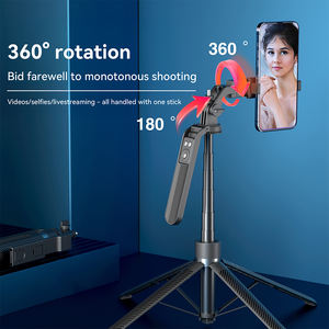 Aleación de aluminio 1,8 m de altura Transmisión en vivo Trípode de piso Soporte Selfie Stick Cuadripod Tetrapod Selfie Stick con anillo de luz - Product Image 4