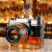 Botella de Vidrio Tipo Cámara para Vino y Whisky, Botella de Licor Creativa y Única para Regalo y Decoración