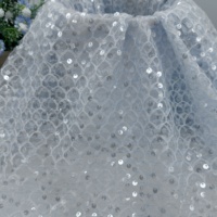 Tissu en dentelle à paillettes transparentes de 5 mm pour grossistes, motif éventail festonné, maille filet, broderie pour robes d'enfants et de femmes, et décoration