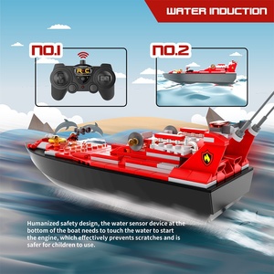 Barco teledirigido V102 RC 2.4G, barco de velocidad con control remoto 2 en 1, juguete de bloques de construcción de barco de rescate contra incendios para niños - Product Image 4
