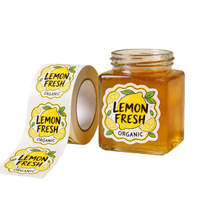 Op maat gemaakte fruit sap stickerrol, waterdicht, zelfklevend, voor voedselverpakkingen, glazen flessen, potten, dranken en verpakkingen.