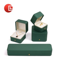 Ensemble de boîtes à bijoux en cuir PU vert émeraude de luxe CHEN LU - Étuis de rangement pour bagues, colliers et bracelets avec doublure en velours
