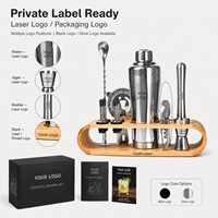 Kit d'outils de bar personnalisé 12 pièces, multicolore, en acier inoxydable 304, ensemble de shaker à cocktails, capacité 700 ml, doseur 20/40 ml, écologique, pour la maison