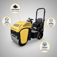 Compacteur à double tambour diesel 186F 8HP 20kN 70Hz 700mm avec direction hydraulique 920kg pour asphalte et sol