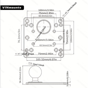 VINmounts Forklift truck on-board equipment fixed 1.5 inch VESA100*100/75*75mm square base VIN-C-005 - Product Image 2