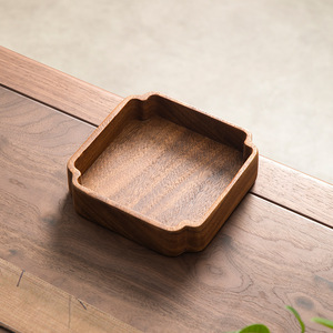 Walnut Wood Square <b>Tray</b> 1 Compartment Unfinished Standing Type For Candy And Nut <b>Storage</b> Living Room Decoration - Product Image 1