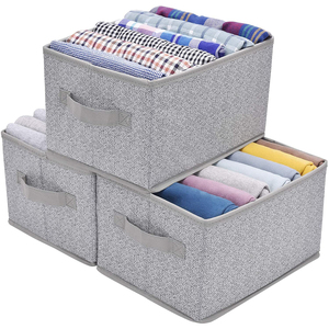 Most Popular Products Fabric Foldable Cubes Storage Bins Boxes Organizer Container with Handles Gray Storage Bins