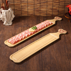 Olla caliente de cobre estilo Pekín antiguo, rollos de cordero recién cortados en un plato, un plato de carne grasosa de un metro de largo, imitación de veta de madera - Product Image 1