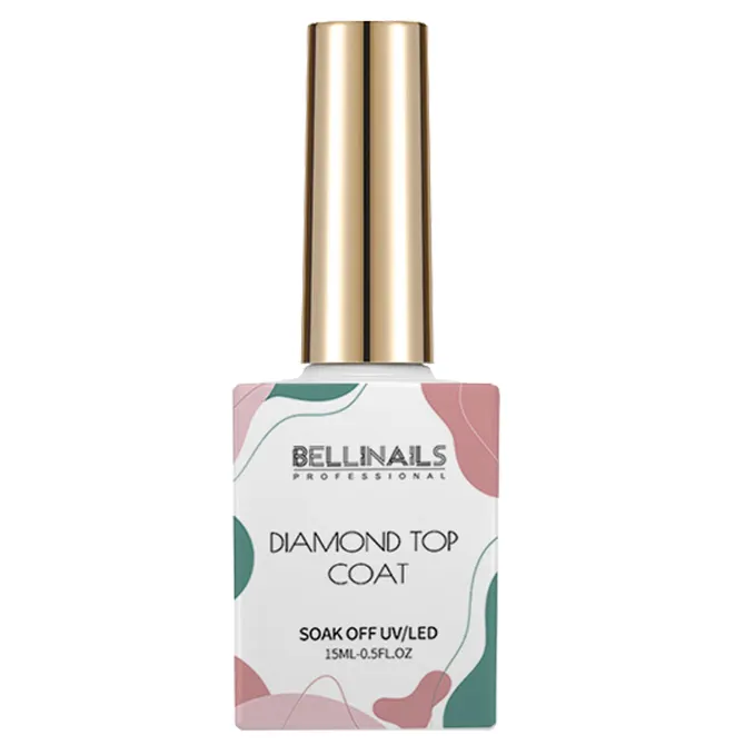 Bellinails OEM कस्टम 15ml उच्च चमक हीरा शीर्ष कोट बेस कोट जेल नेल पॉलिश मैट शीर्ष यूवी जेल