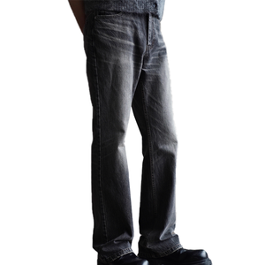 Großhandel <span class=keywords><strong>Lack</strong></span>- und Grau-Verwaschene Klassische Straight-Leg-Jeans für Herren Leicht Ausgestellte Verblasste Gewaschene High-Waist-Jeans für Männer - Product Image 3