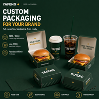 Emballage alimentaire jetable en papier pour hamburgers à emporter, conteneur personnalisé pour frites, restauration rapide, matériaux recyclés, kraft
