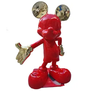 Customized Home Decoration Electroplated Cartoon Cartoon Sculpture Life-Size Statue Mickey Fiberglass Resin Statue