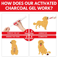 Charbon actif 60 ml pour chiens et chats, formule de premiers secours au charbon pour chiens, kit de premiers secours d'urgence pour chiens au charbon