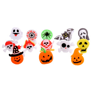 Glowing Halloween Brooches <b>Rings</b> Necklaces Flashing Light Up Kids Party Decorations Pumpkin <b>Skull</b> Shape Plastic Toy For - Product Image 5