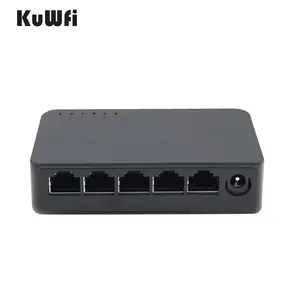 מתגי Wi-Fi אתרנט 5 יציאות KuWFi 1.6Gbps 24V 100Mbps מתגי רשת תעשייתיים מותאמים אישית