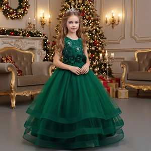 Robe de fête pour fille enfant, style occidental, longue, en tulle bouffant, grande taille, pour 12e anniversaire, tendance - Product Image 5