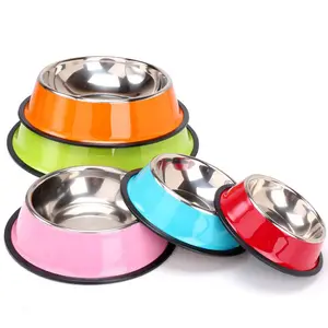 Wholesale High Quality Colorful Pet Bowls Feeders Stainless Steel Dog Cat Food Water Bowls Pet Supplies