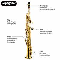 Super Factory OEM Wholesale Cheap Brass Bb Handmade Carving Soprano Saxophone Gold Lacquer Surface Straight