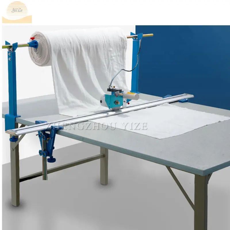 Semi Otomatis Lurus Pisau Bulat Tekstil Mesin Potong Kain Tirai Non Woven Tirai Kain Roll Cutter