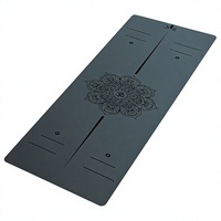 Tapis de yoga personnalisé en caoutchouc naturel PU antidérapant de qualité supérieure avec lignes d'alignement des poses, extra large, épaisseur 5 mm, pour débutants, adhérence supérieure