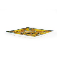Service de table de 6 assiettes carrées modernes en céramique durable 24x24 cm multicolores Trinacria par Excels Design italien Méditerranéen