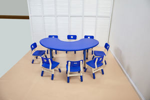 A forma di luna in plastica per bambini tavolo da studio scuola materna scuola materna scuola materna aula studio scrivania e sedia per neonati e bambini - Product Image 3