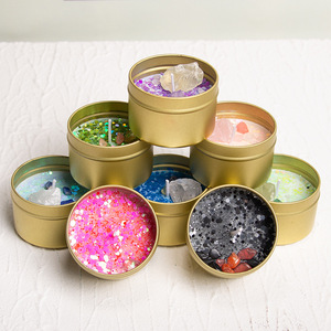 เทียนหอมในกระป๋องดีบุกประดับคริสตัล 80 กรัม สไตล์โบฮีเมียน ตกแต่งบ้าน - Product Image 1