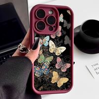 Coques de Téléphone Antichoc Luxe Papillons pour iPhone 17 Air 16 15 Plus Pro Max 14 13 12 11 X Housse de Protection Logo Personnalisé