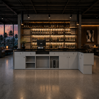 Comptoir de réception LED double face en bois éco-responsable de style industriel, bar lumineux, bureau d'accueil, bar à domicile, boîte de nuit, hôtel, centre commercial