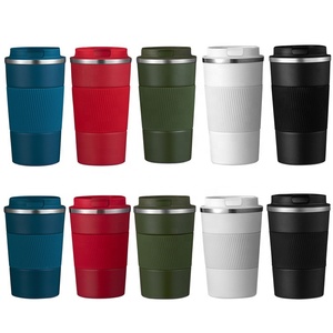 Wine Tumblers 12oz 17oz Office Coffee Cups Insulated Vacuum Stainless Steel Coffee Tumbler <b>with</b> <b>Straw</b> and Lid - Product Image 2