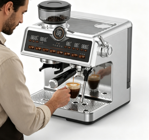 <span class=keywords><strong>Machine</strong></span> à café expresso HY avec réservoir d'eau numérique, cafetière multifonctionnelle, double chaudière personnalisée avec moulin intégré - Product Image 2
