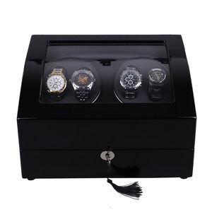 Auto-stop LED 5 chế độ handmade đen cao Glossy gỗ sơn mài 4 + 6 xem lưu trữ Winder hộp - Product Image 4