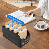 Organisateur de rangement pour sachets de thé, organiseur de comptoir à 4 compartiments pour collations, support pour sachets d'épices, organisateur de sachets d'assaisonnements en bois