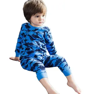 ชุดนอนเด็กแขนยาวพิมพ์ลายเสื้อผ้าเด็กผู้ชายเด็กผู้หญิงผ้าฝ้ายใส่อยู่บ้านสำหรับฤดูหนาว