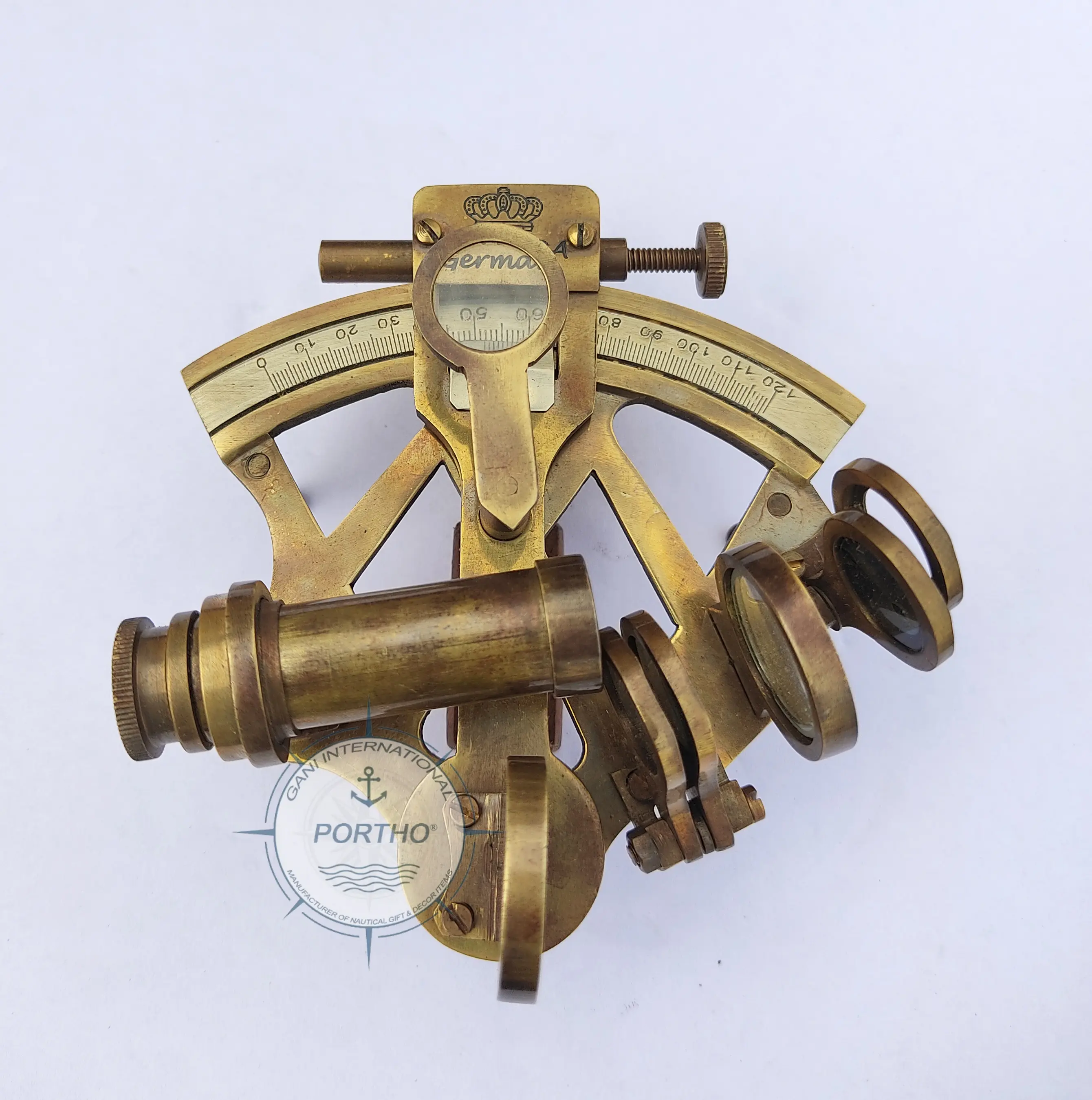 ทองเหลืองโบราณ Marine Sextant Vintage Nautical เรือ Astrolabe ทำงานเดินเรือเครื่องมือสะสมหมายเลข
